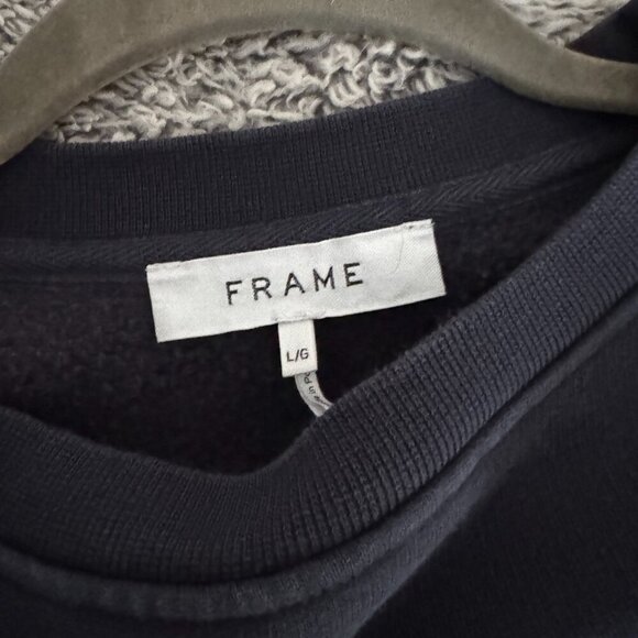 Frame | EUC Cotton-Blend Crewneck Sweatshirt Navy Size Large - Picture 8 of 9